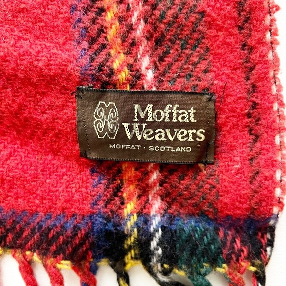 Vintage Moffat Weavers Wool Red Plaid Throw Lap Blanket Scotland 35” X 52” - Picture 3 of 5